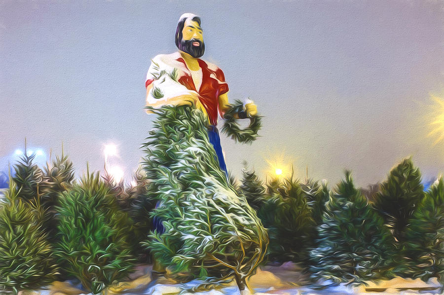 Paul Bunyan over Winter Pines - Artistic Photograph by Chris Bordeleau
