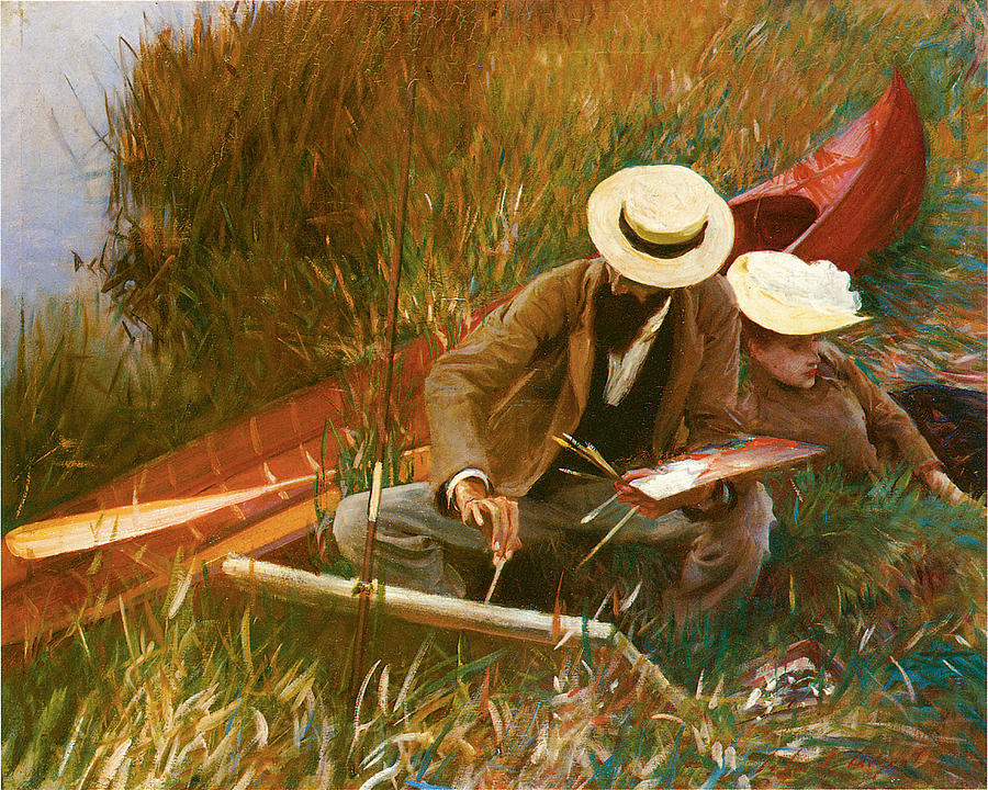 John Singer Sargent Painting - Paul Helleu Sketching with his Wife by John Singer Sargent