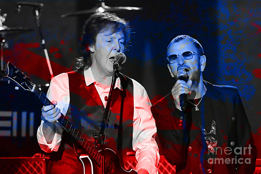 Paul McCartney and Ringo Star Painting Mixed Media by Marvin Blaine