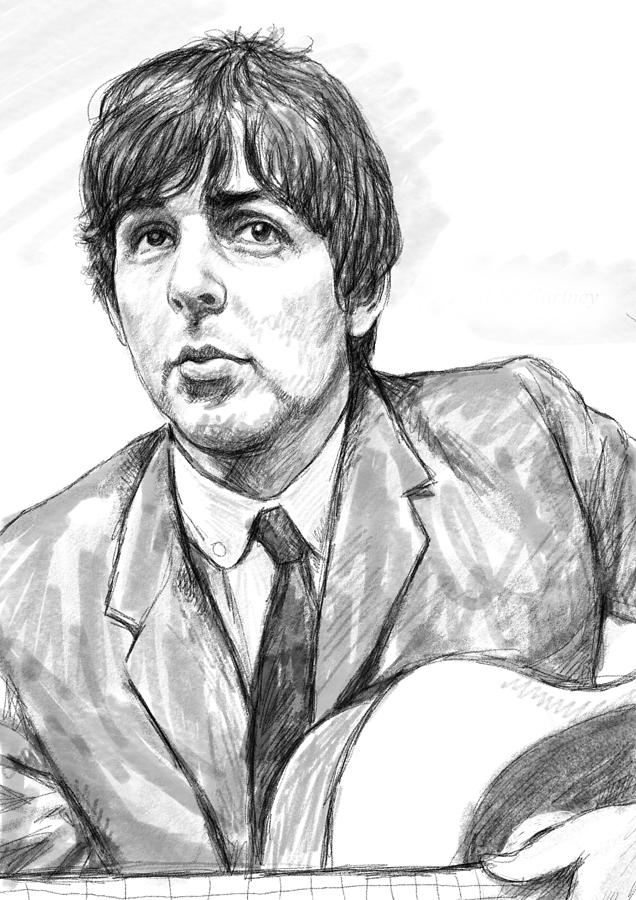 Paul McCartney art drawing sketch portrait Painting by Kim Wang Fine