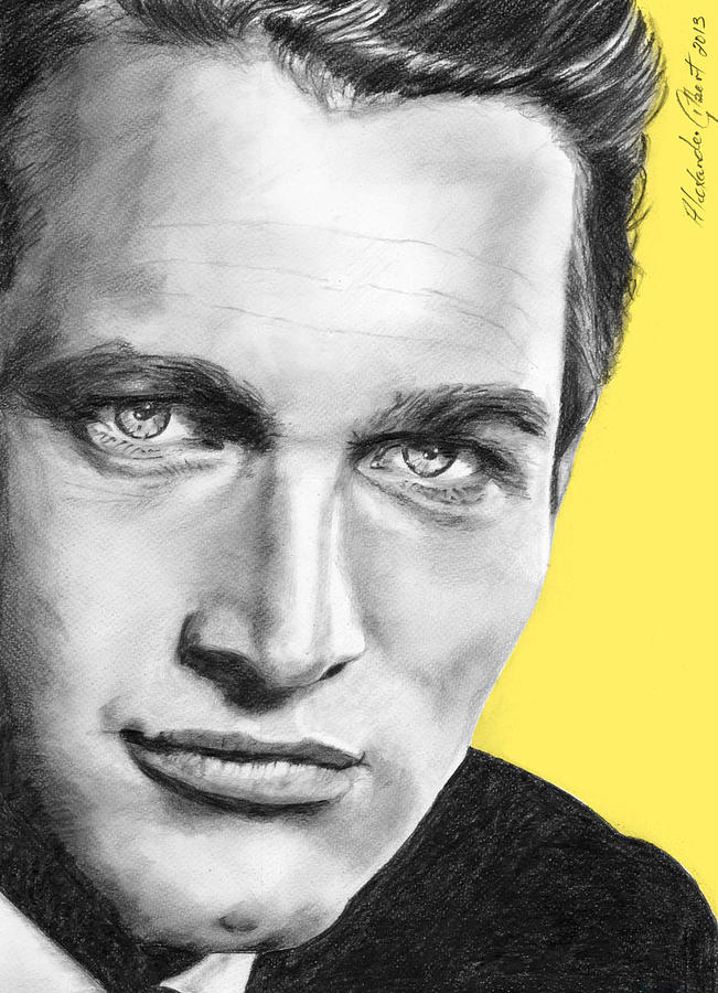 Paul Newman Drawing - Paul Newman - Individual Yellow by Alexander Gilbert