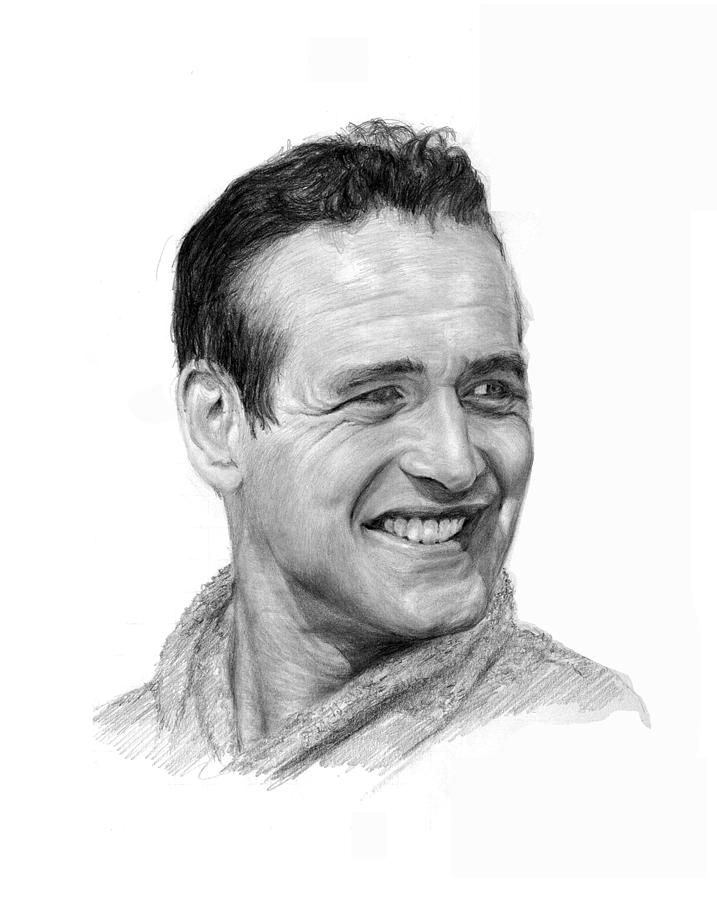 Paul Newman Drawing by Lou Ortiz