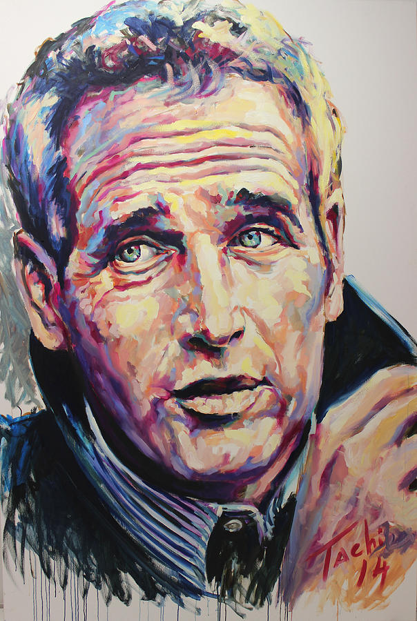 Paul Newman Painting by Tachi Pintor