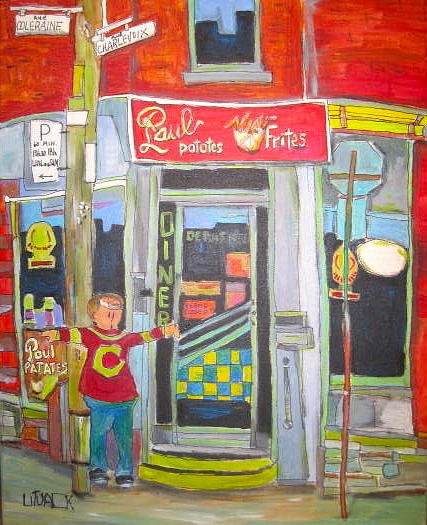 Paul Patates Montreal Chip Bar Montreal Memories Painting by Michael Litvack