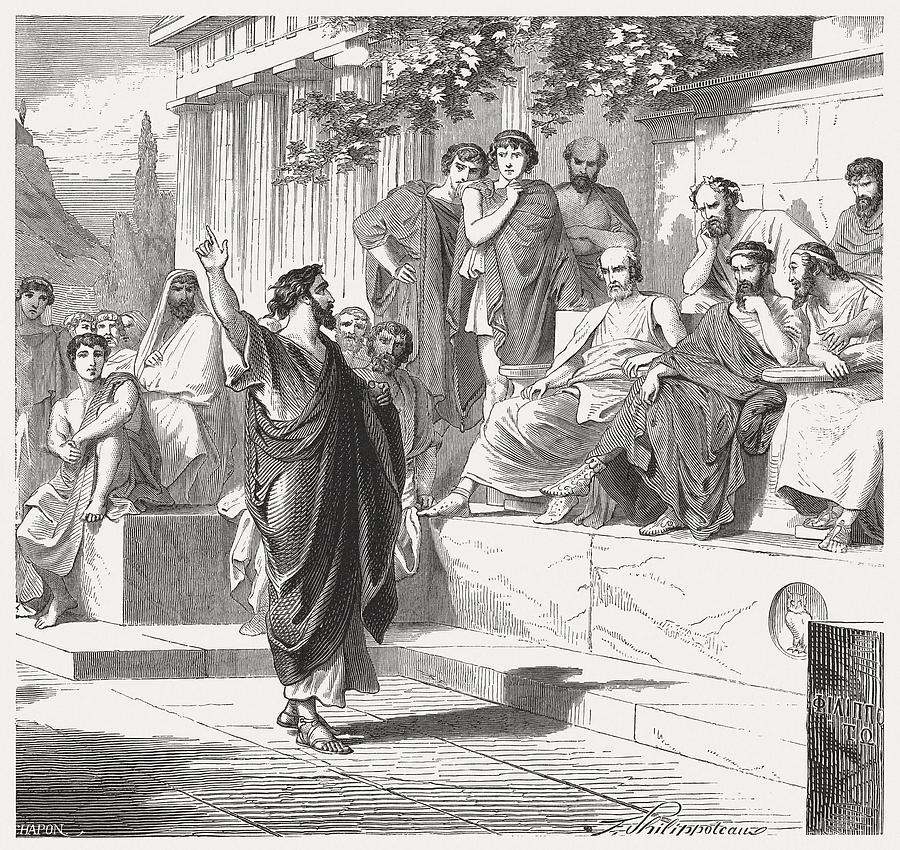 Paul preaches in Athens (Acts 17), wood engraving, published 1886 Drawing by Zu_09
