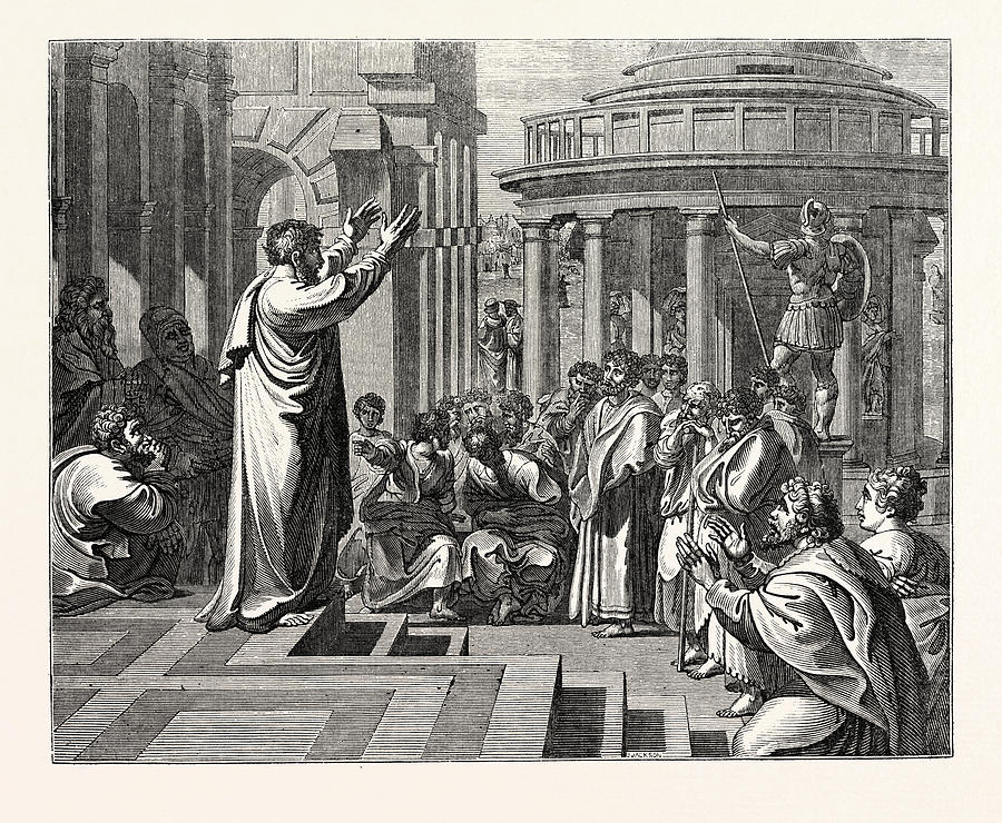 Paul Preaching At Athens Drawing by English School - Fine Art America