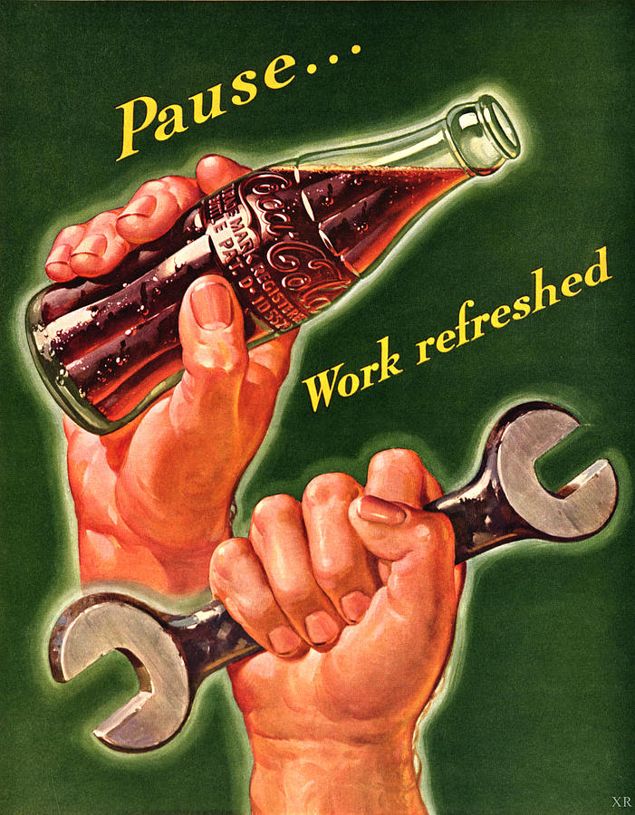 Pause.......Work Refreshed - Coca Cola Digital Art by Georgia Clare