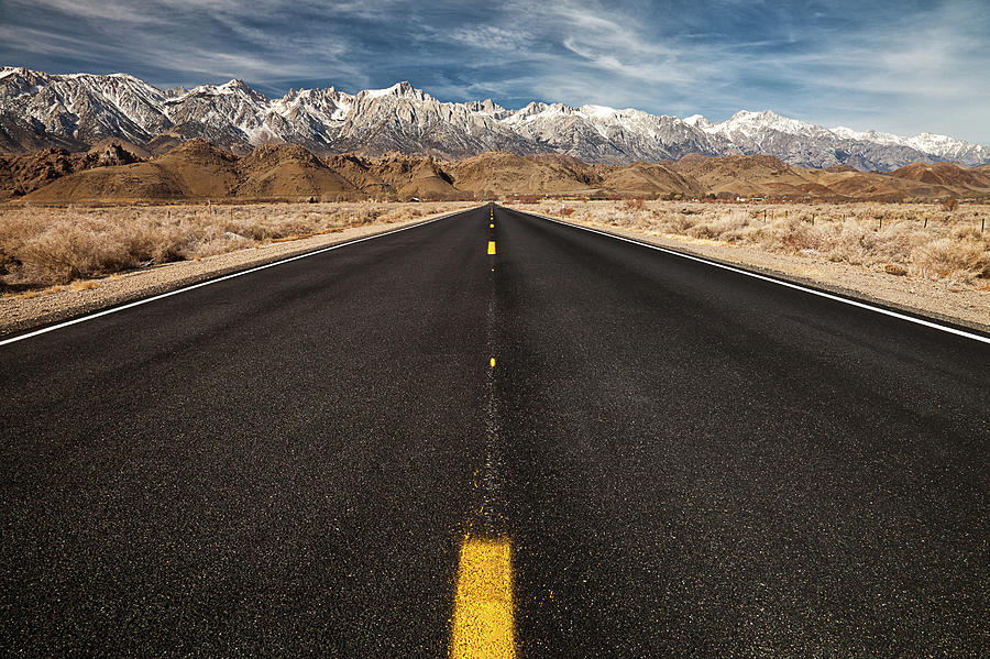 Paved Road  To Sierra Nevada Mountains Photograph by Alice Cahill