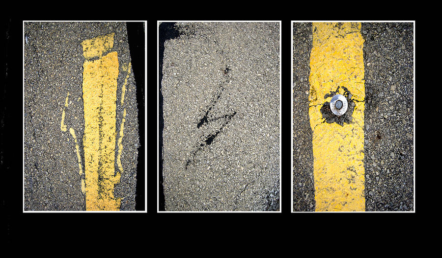 Pavement Abstract Triptych photography Photograph by Ann Powell
