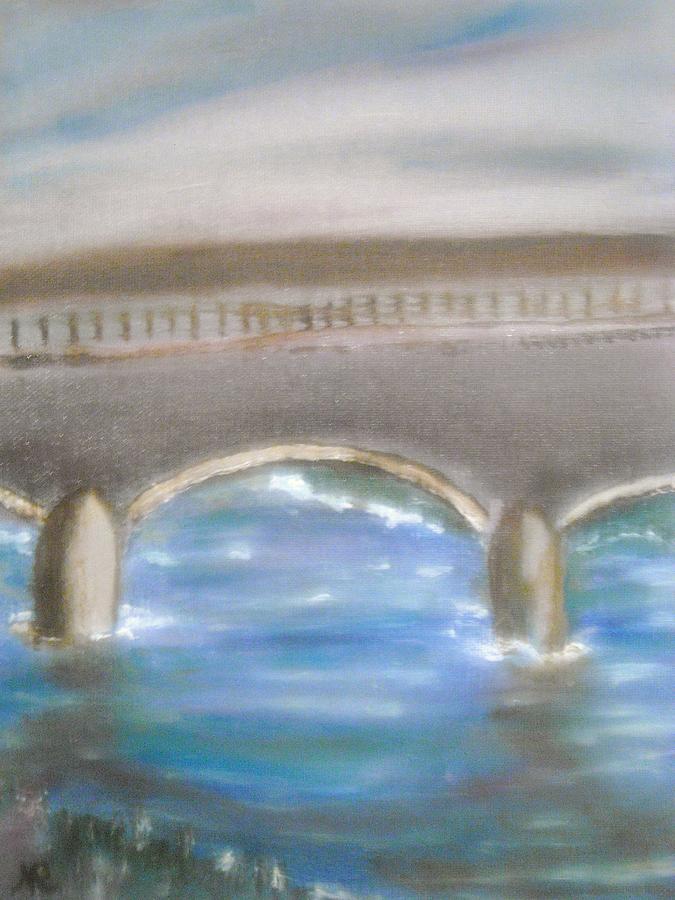 Architecture Painting - Pavia Covered Bridge - En Plein Air Painting by Nicla Rossini