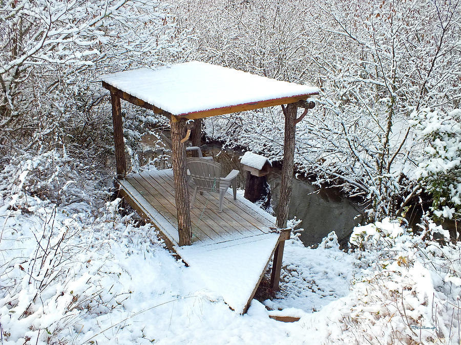Pavillion in the Snow by the Creek Photograph by Duane McCullough