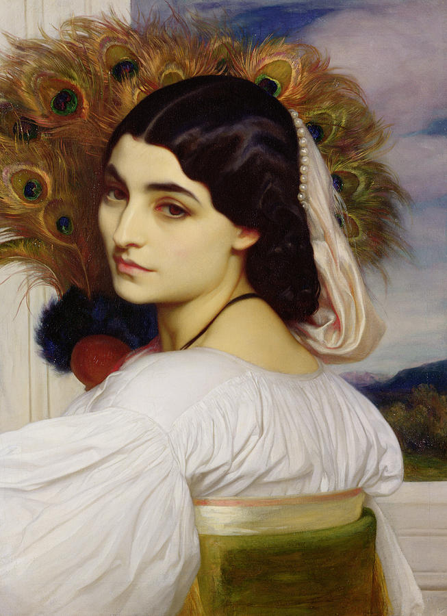 Peacock Painting - Pavonia, 1859 by Frederic Leighton