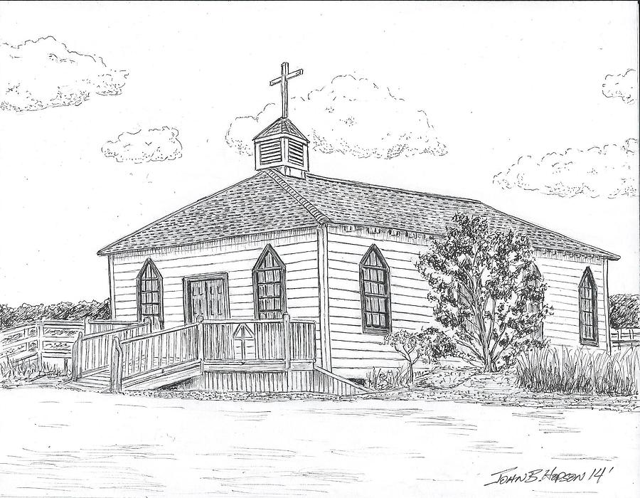 Summer Drawing - Pawleys Island Chapel by John Hopson