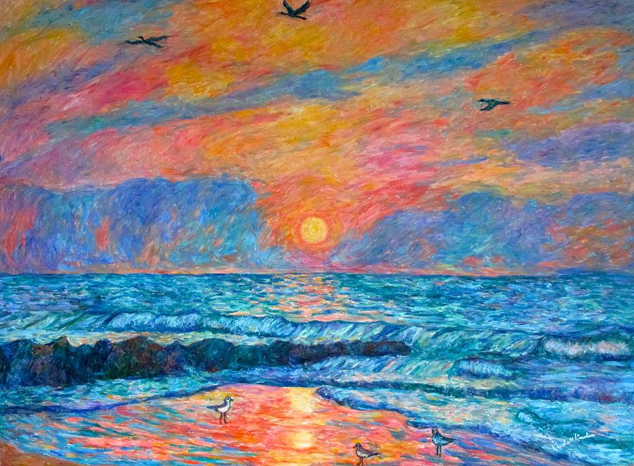 Pawleys Island Cormorant Sunrise Painting by Kendall Kessler