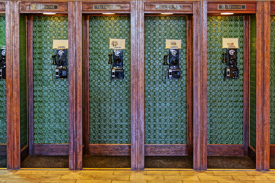 Pay Telephone Booths in Galveston RR Museum DSC02907 Photograph by Greg Kluempers