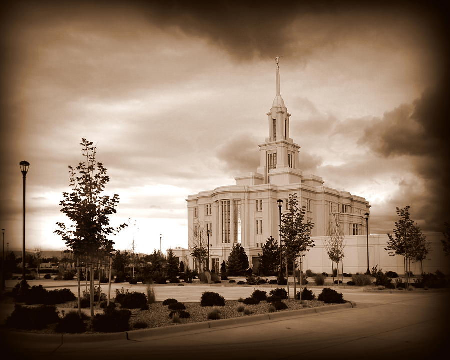 Payson Utah LDS Temple Sepia Photograph by Nathan Abbott