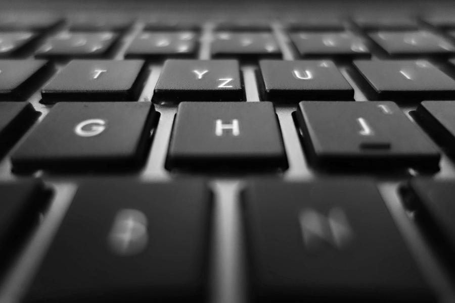 Black And White Photograph - PC keyboard by Tomas Mahring