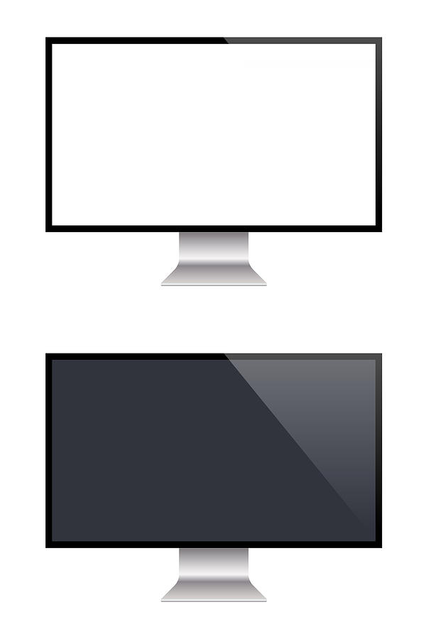 PC Monitor And Flat Screen TV, Realistic Vector Illustration Drawing by Yuliya
