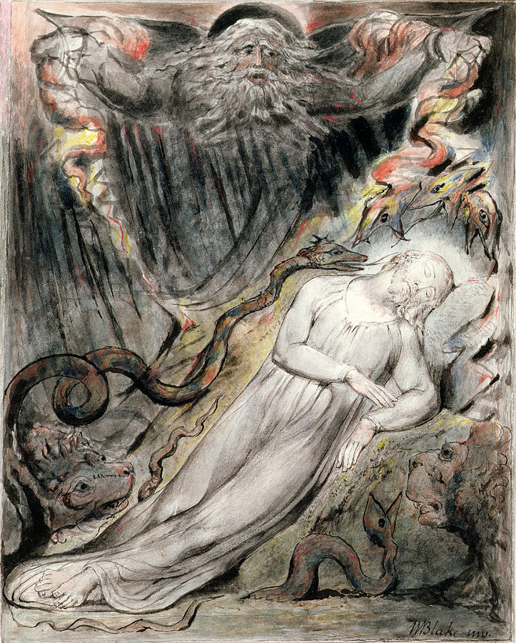 Snake Drawing - Pd.20-1950 Christs Troubled Sleep by William Blake