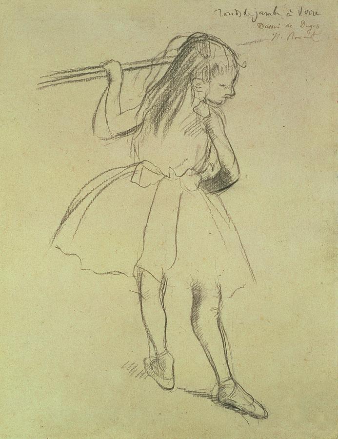 Girl Dancer At The Barre Drawing by Edgar Degas