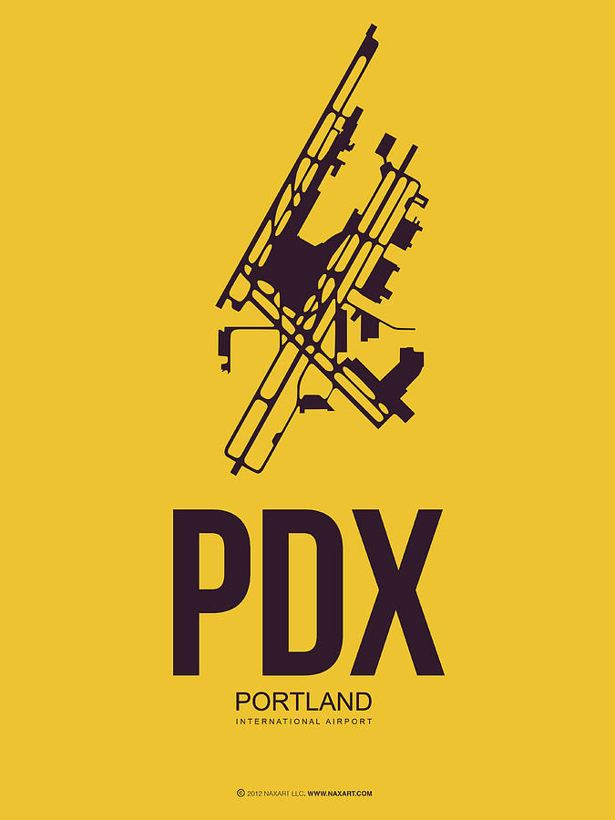 Portland Digital Art - PDX Portland Airport Poster 3 by Naxart Studio