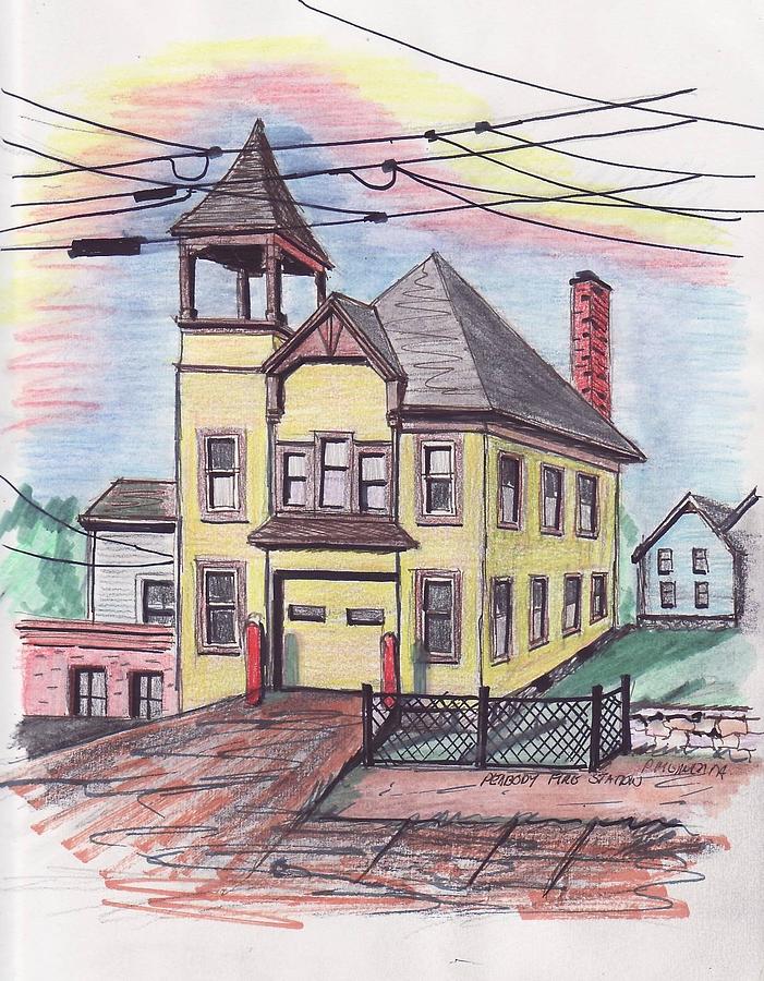Peabody Fire house Mixed Media by Paul Meinerth