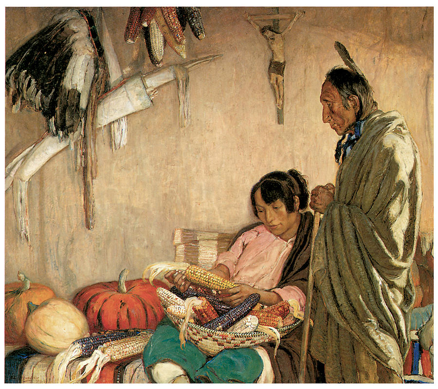 Native American Painting - Peace and Plenty by Oscar Berninghaus