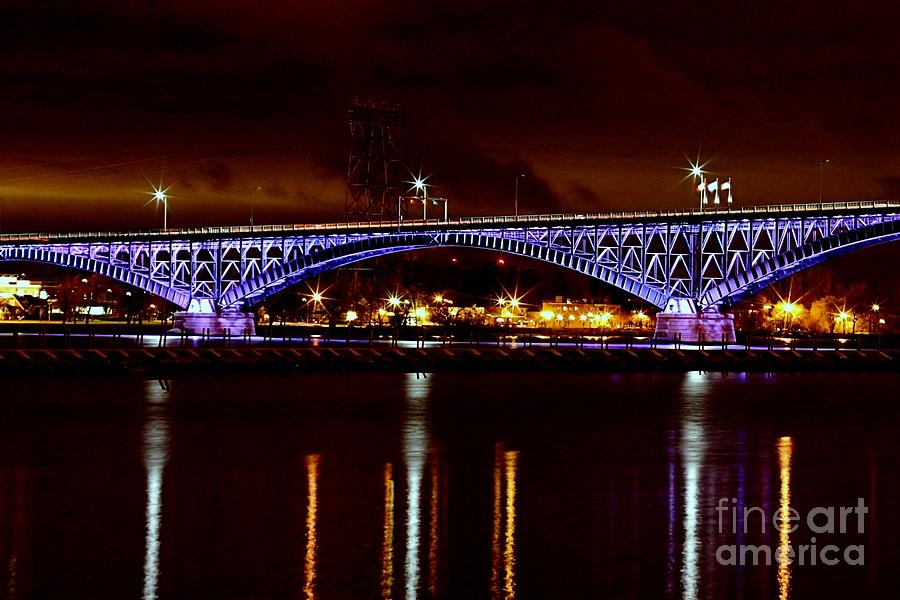 Buffalo Photograph - Peace Bridge at Night by Daniel J Ruggiero