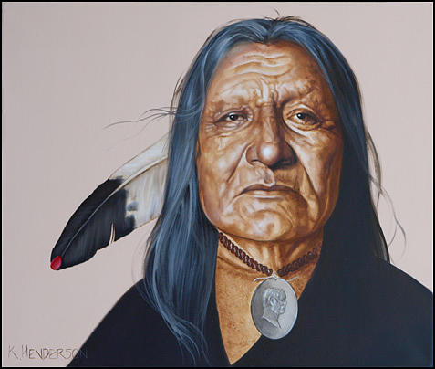 American Indian Painting - Peace Keeper American Indian by K Henderson