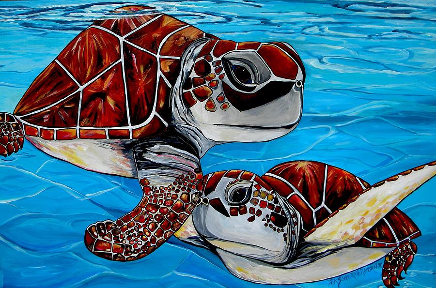 Peace Love And Turtles Painting by Patti Schermerhorn