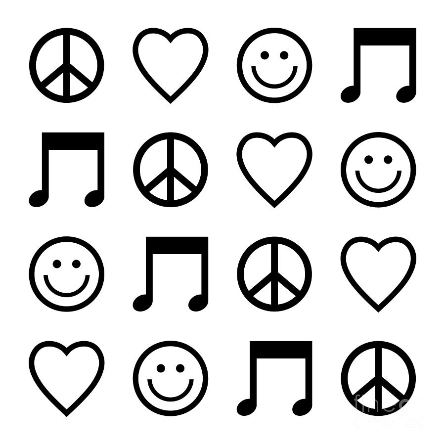 Peace Love Happiness Music Digital Art by Angela Chaney - Pixels