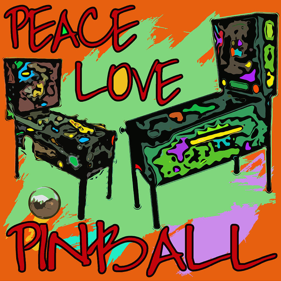 Abstract Digital Art - Peace Love Pinball by David G Paul