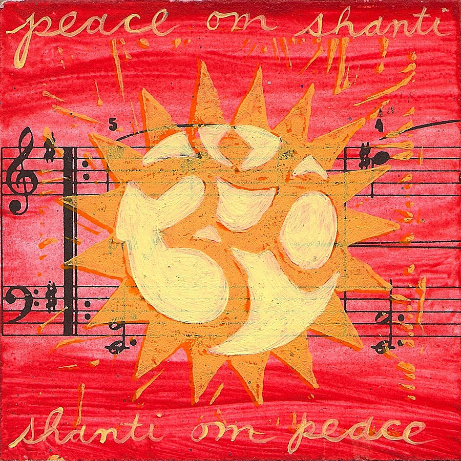 Peace Om Shanti Sun Mixed Media by Jennifer Mazzucco