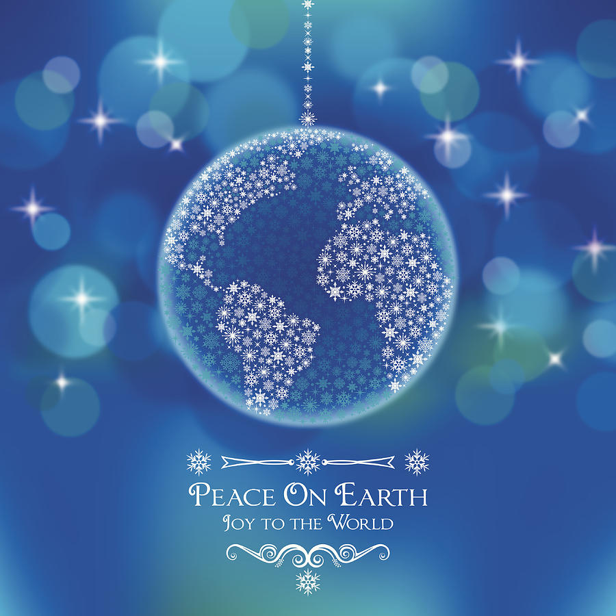 Peace On Earth World Ornament Drawing by Jammydesign