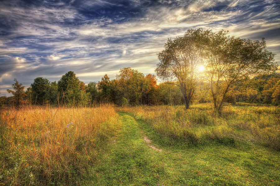 Peace On the Prairie - Fall sunset at Retzer Nature Center in Waukesha Wisconsin Photograph by Jennifer Rondinelli Reilly - Fine Art Photography