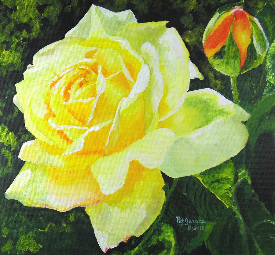 Peace Rose And Bud Painting by Pat Gerace