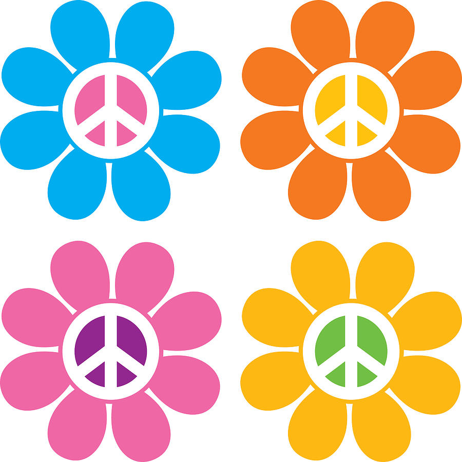 Peace Sign Flower Icons Drawing by RobinOlimb