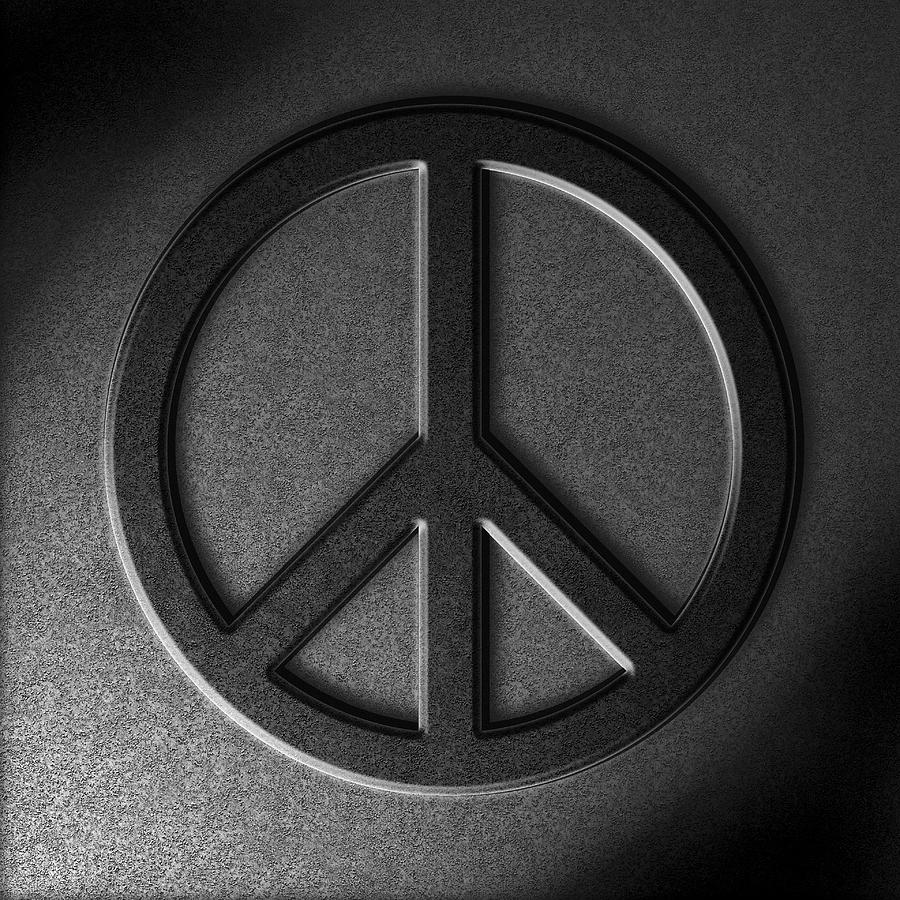 Peace Sign Stone Texture Digital Art by Brian Carson