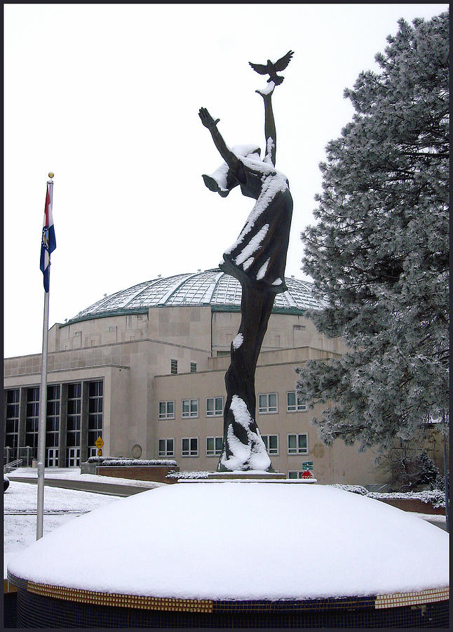 Peace Statue in Winter Photograph by Ellen Tully