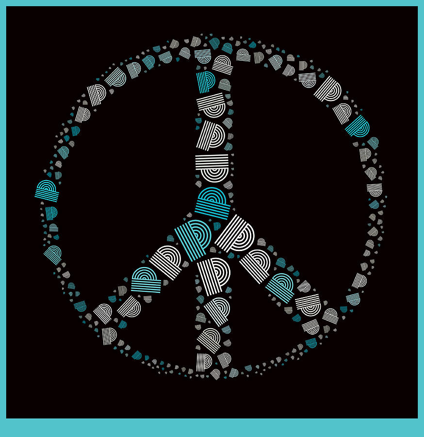 Black Digital Art - Peace Symbol Design - 87d by Variance Collections