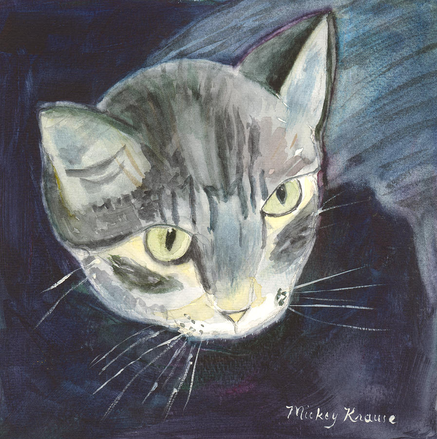 Cat Painting - Peace the Cat by Mickey Krause