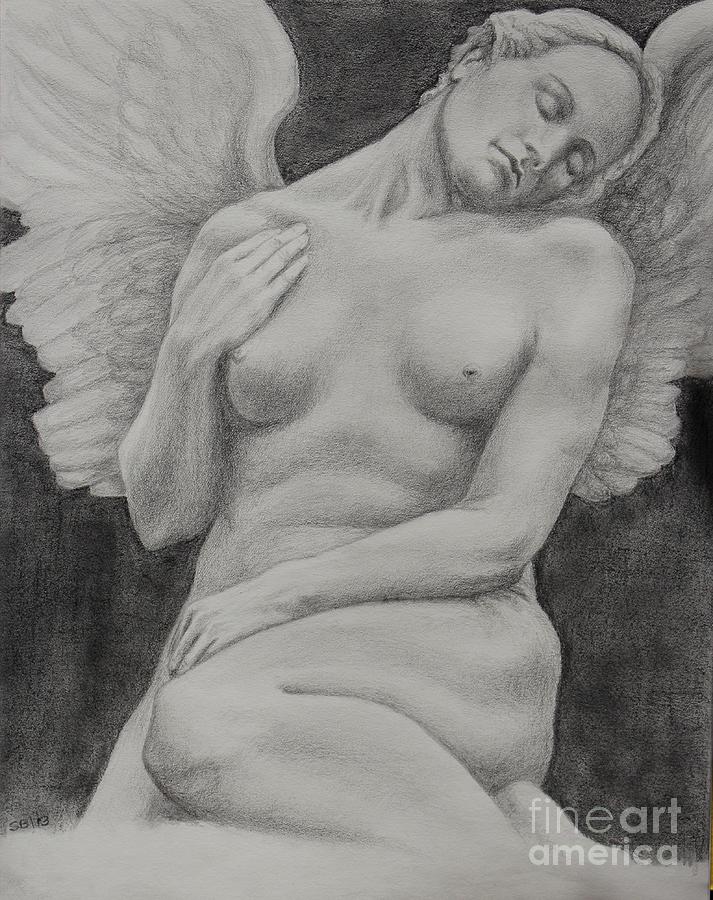 Peaceful Angel Drawing by Sabina Bonifazi