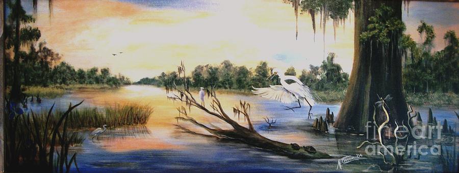 Peaceful Bayou Painting by Nancy Cason - Fine Art America