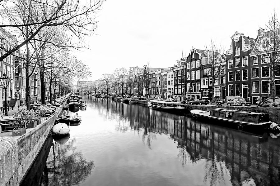 Peaceful Canal in Black and White Photograph by Jenny Hudson