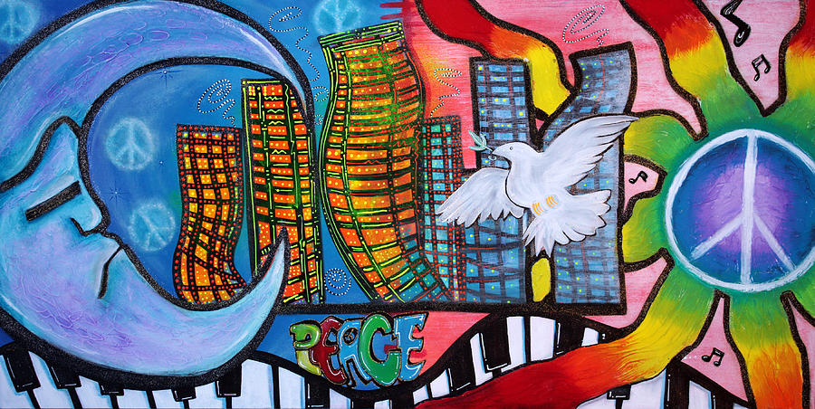 Celestial Painting - Peaceful City by Laura Barbosa Celestial Painting - Peaceful City by Laura Barbosa