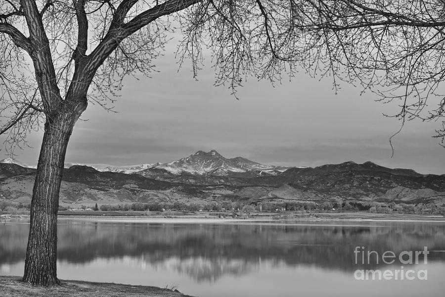 Nature Photograph - Peaceful Early Morning First Light Longs Peak View BW by James BO Insogna