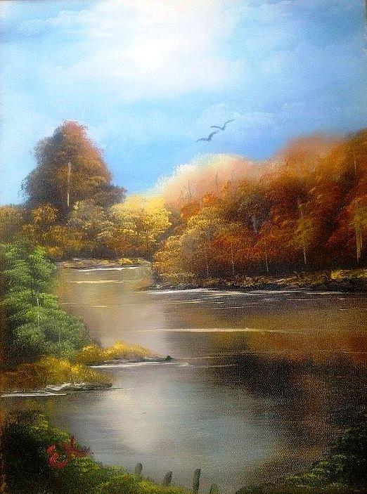 Peaceful Lake Painting by Fineartist Ellen