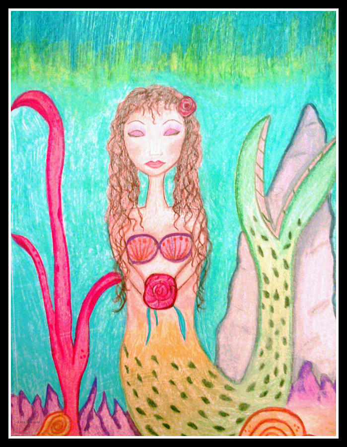 Peaceful Mermaid Drawing by Lora Mercado