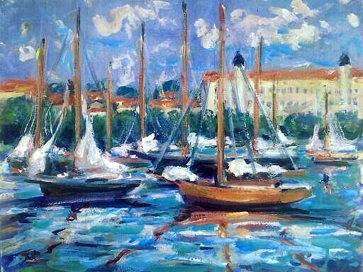 Peaceful Mooring Painting by Philip Corley