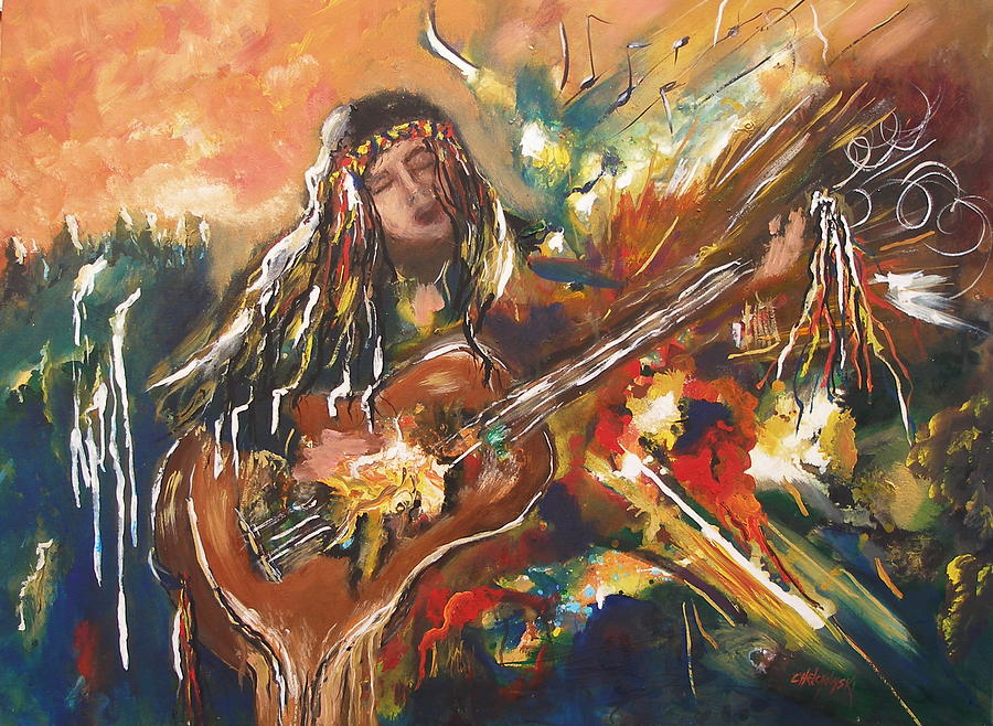 Peaceful Musician Painting by Miroslaw  Chelchowski